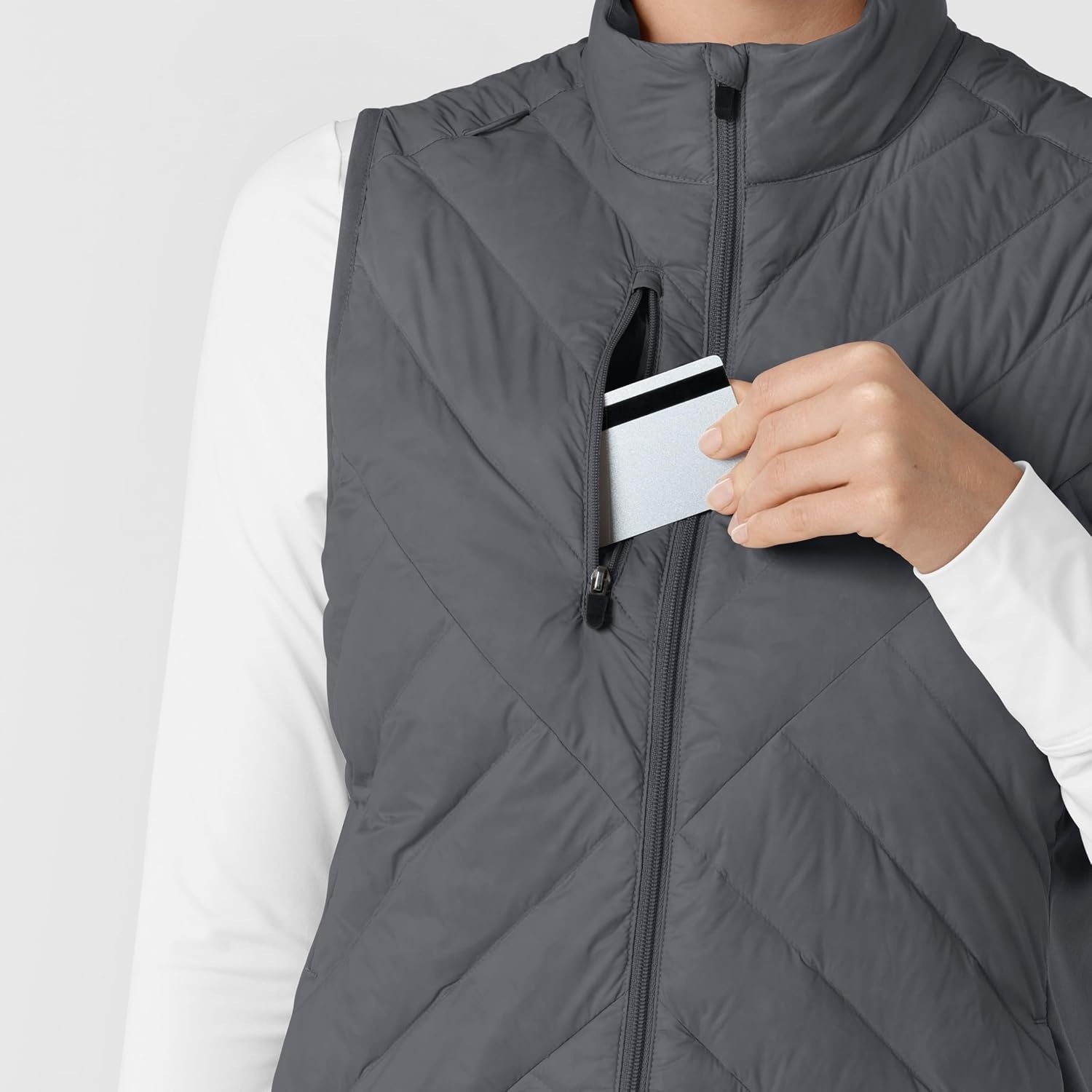 WINK Layers Women’s Quilted Scrub Vest(Pewter)