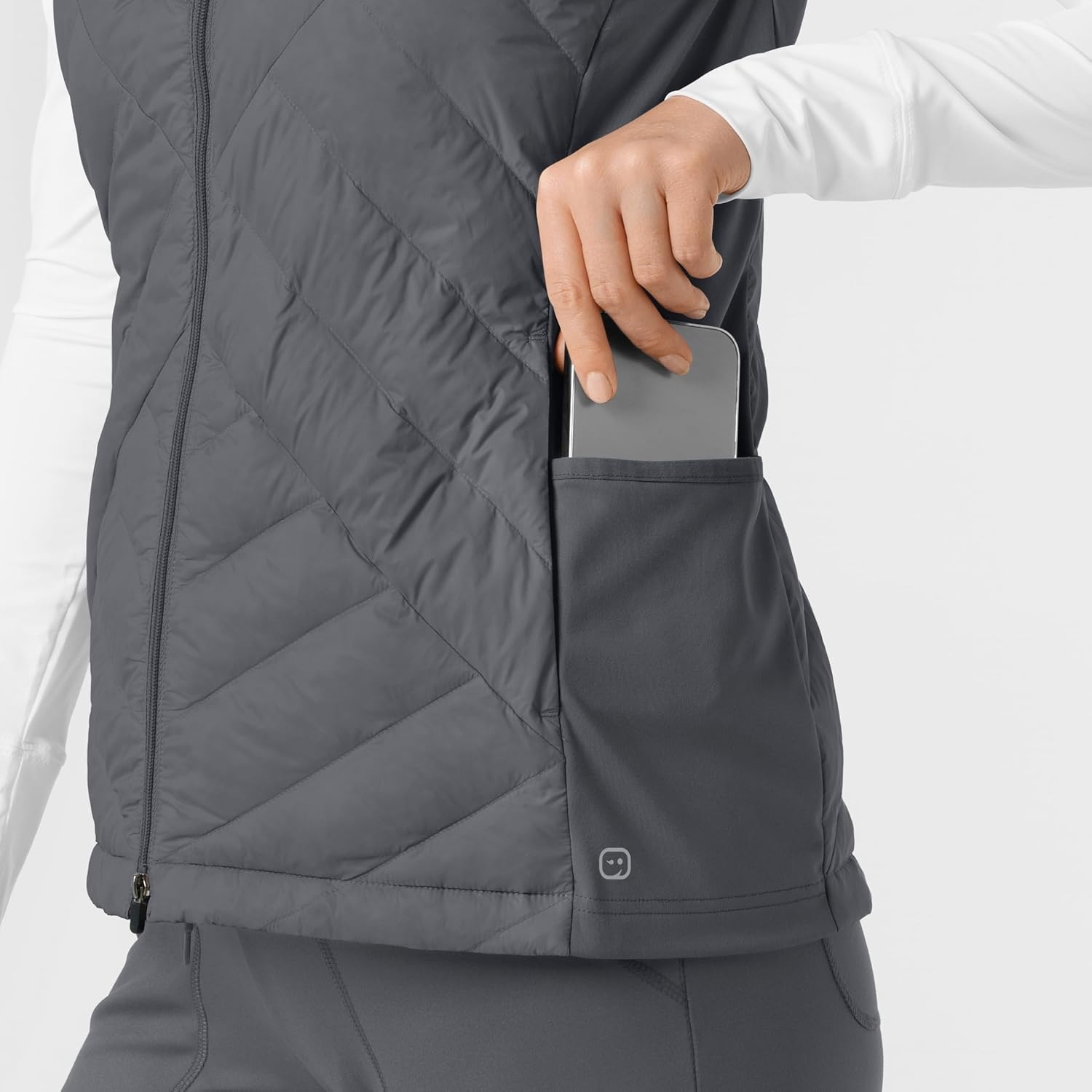 WINK Layers Women’s Quilted Scrub Vest(Pewter)