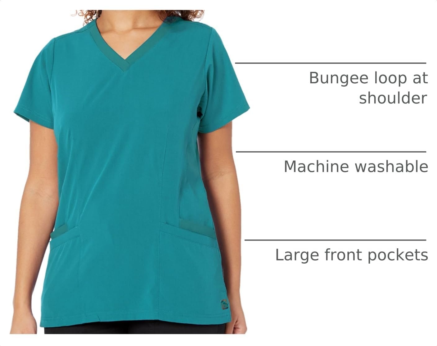 WonderWink Women’s Women’s Flex Back V-Neck Scrub Top(Teal Blue)