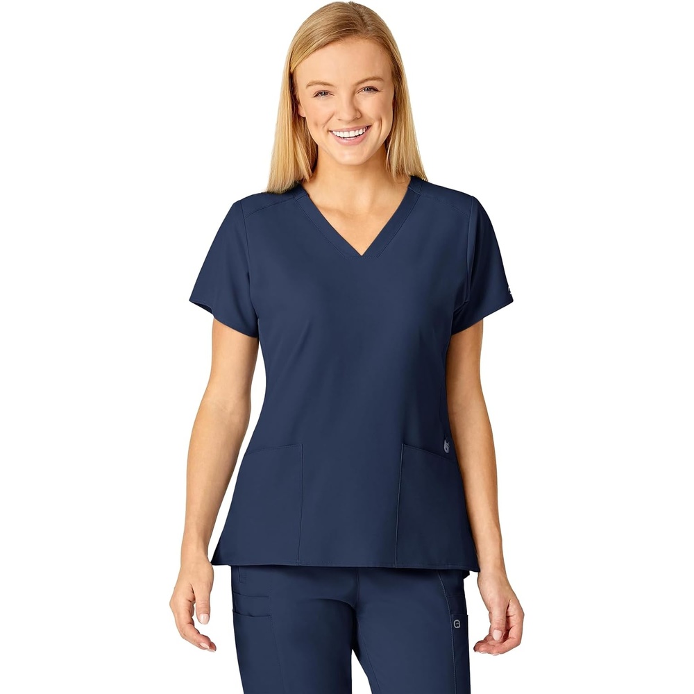 Wink W123 Women’s Flex Back Stylized V-Neck Scrub Top, Navy, 2X