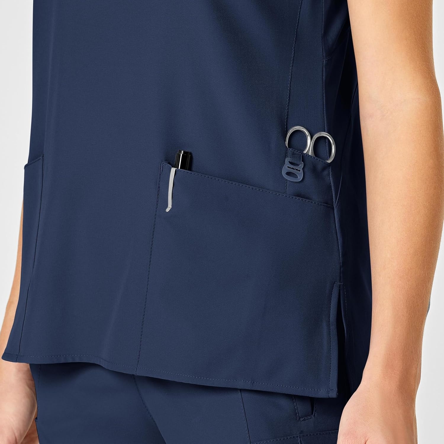 Wink W123 Women’s Flex Back Stylized V-Neck Scrub Top, Navy, 2X