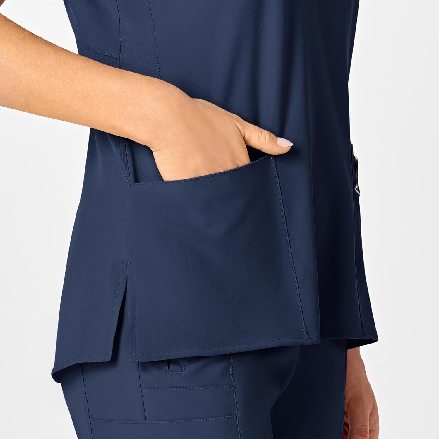 Wink W123 Women’s Flex Back Stylized V-Neck Scrub Top, Navy, 2X