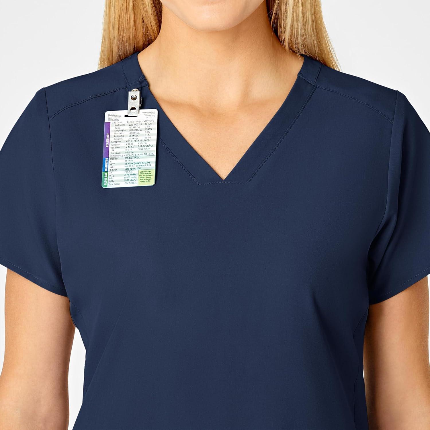 WonderWink Women’s Flex-Back Stylized V-Neck Top(Navy)