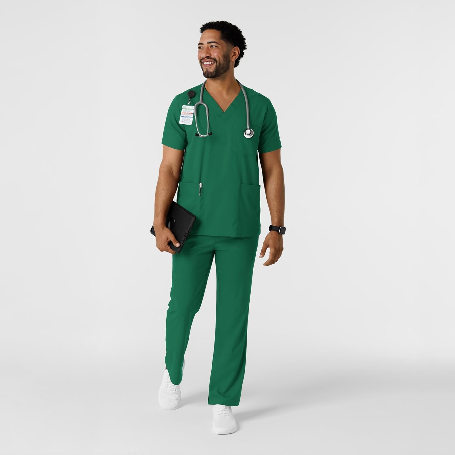 Wink Boundless Men’s Multi Pocket V-Neck Scrub Top(Hunter)