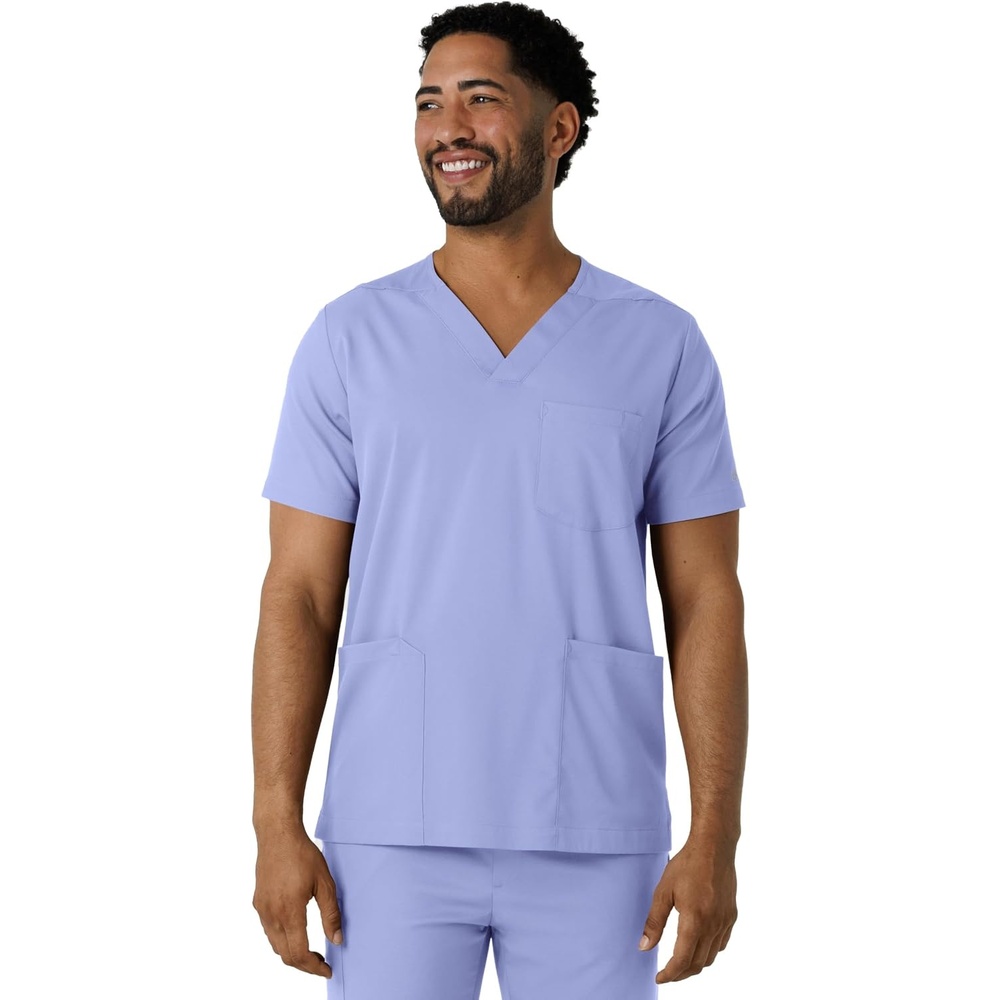 Wink Boundless Men’s Multi Pocket V-Neck Scrub Top(Ceil Blue)