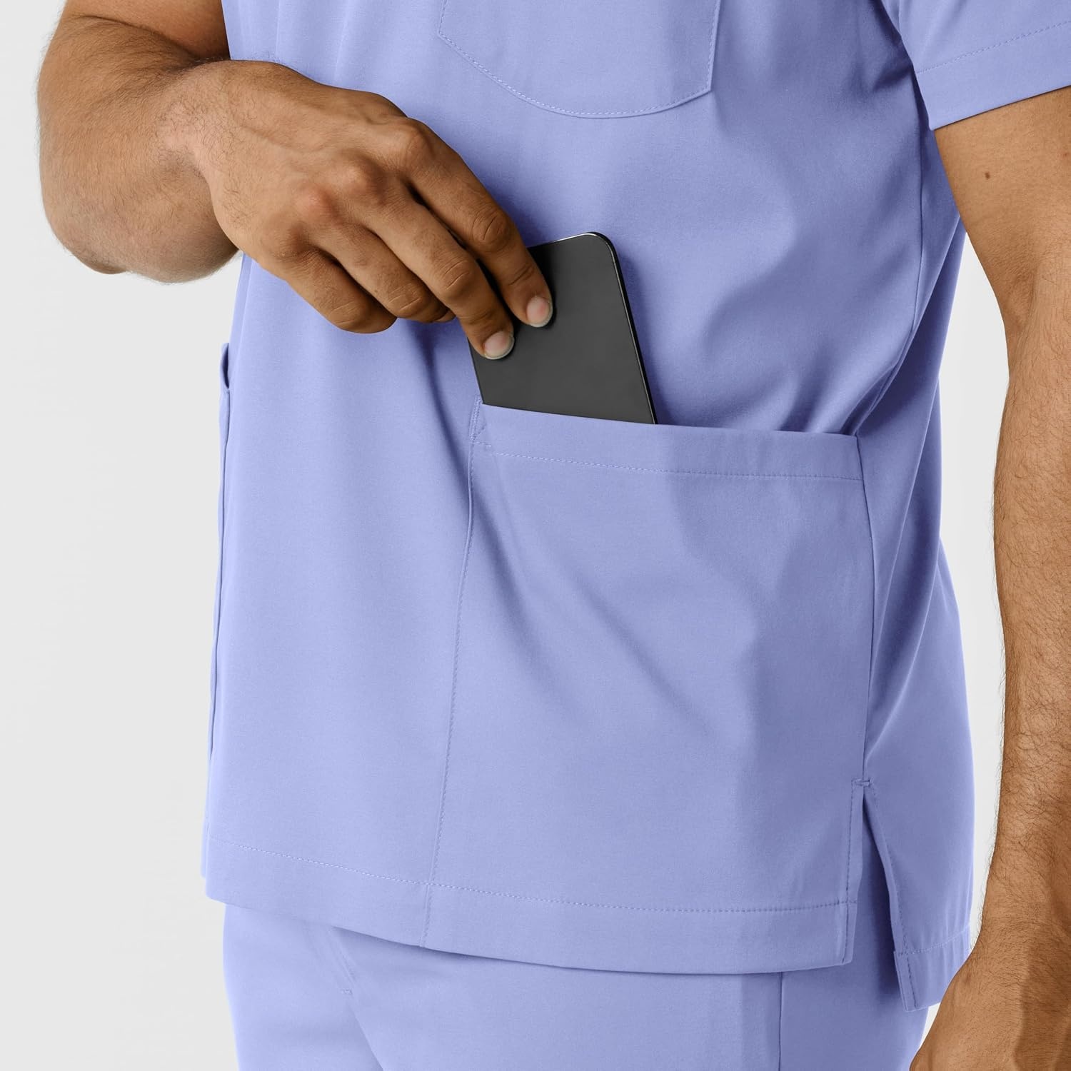 Wink Boundless Men’s Multi Pocket V-Neck Scrub Top(Ceil Blue)