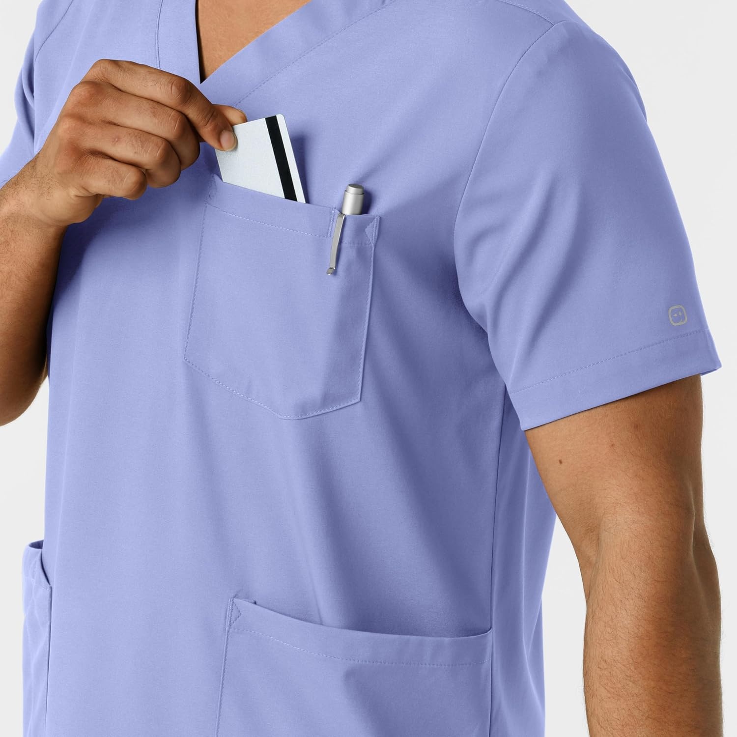 Wink Boundless Men’s Multi Pocket V-Neck Scrub Top(Ceil Blue)
