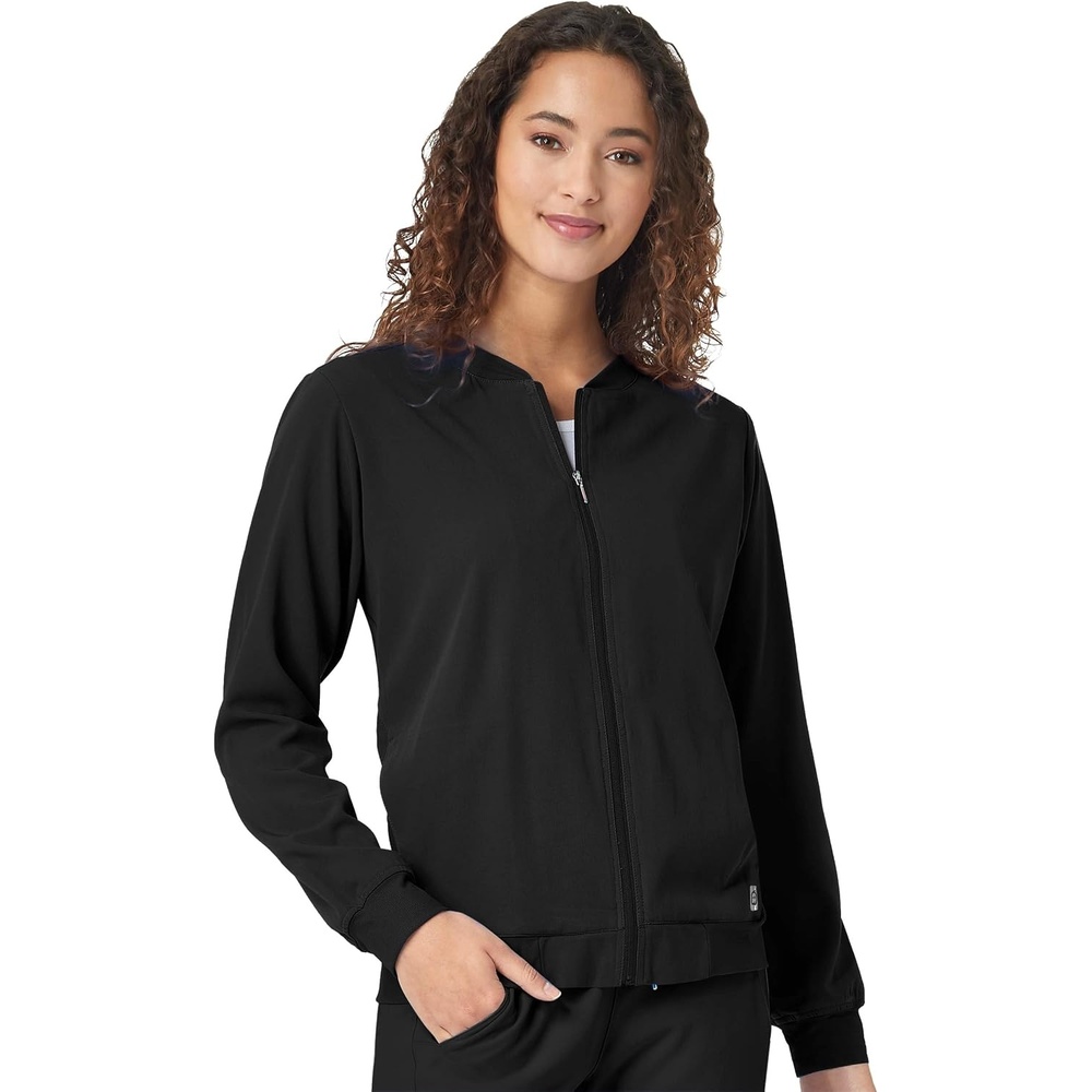 WonderWink womens Bomber Jacket(Black)