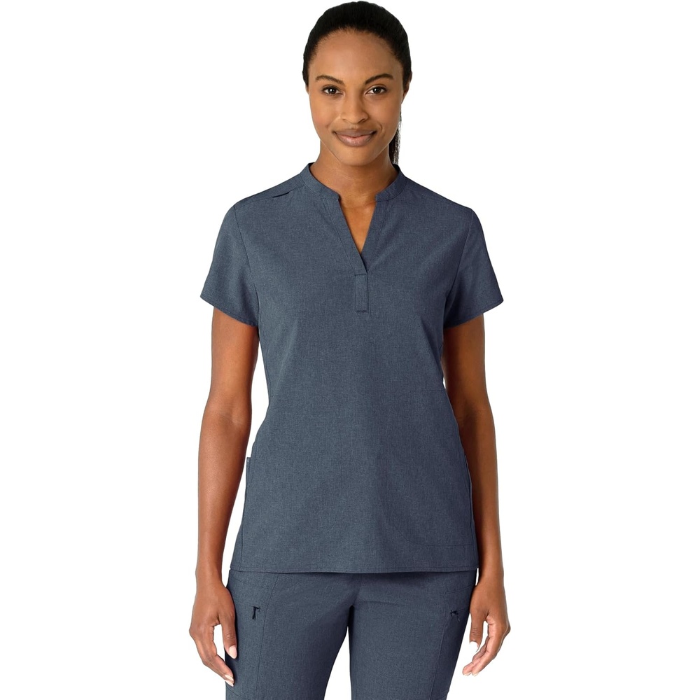 Wink Renew Women’s Mandarin Collar Scrub Top(Navy Heather)
