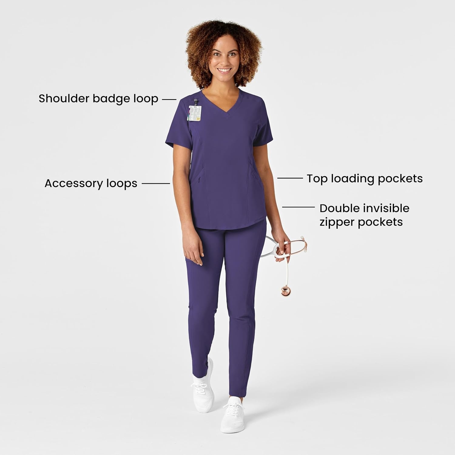 WINK Nova Women’s Flex-n-Reach V-Neck Scrub Top(Grape)