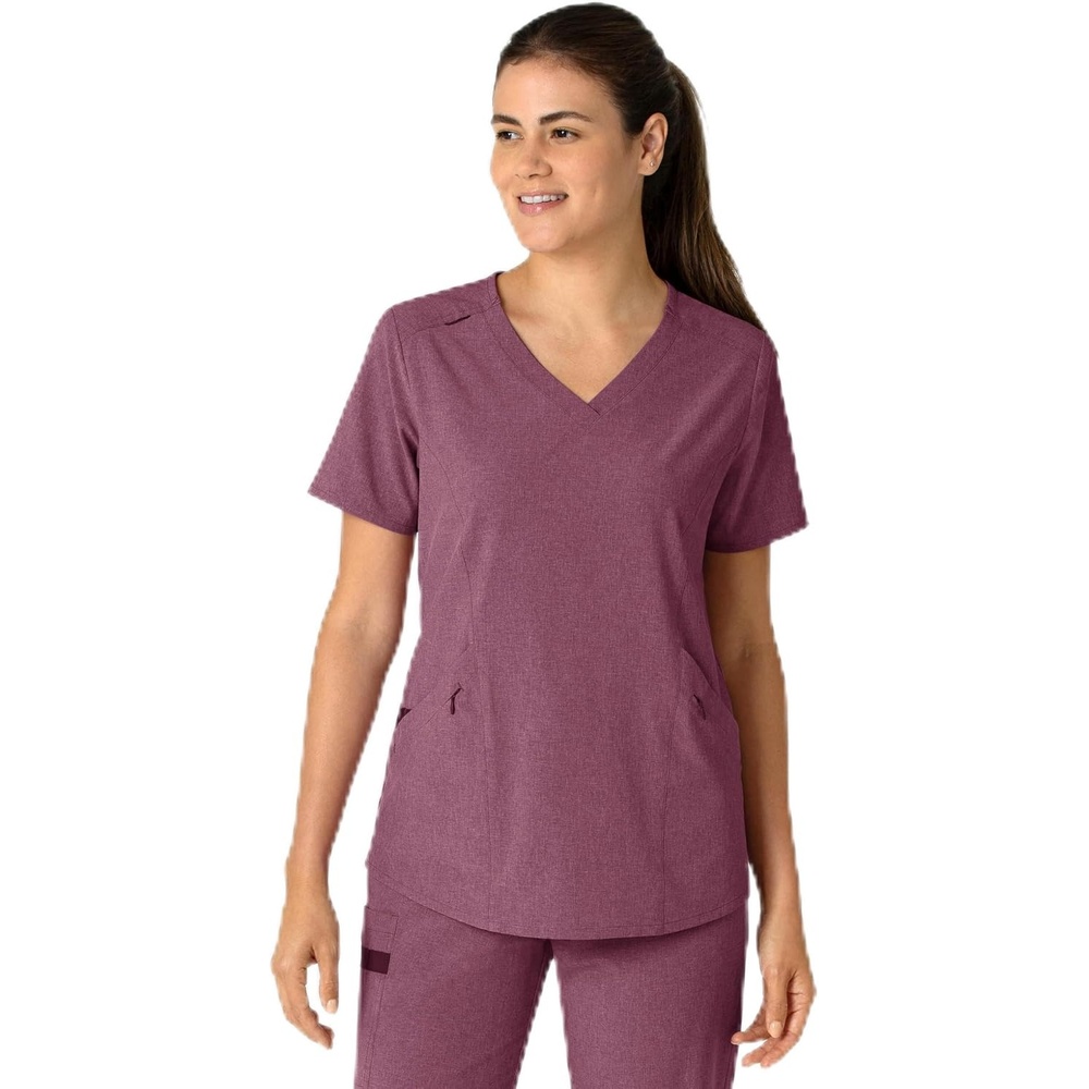 Wink Renew Women’s V-Neck Scrub Top(Wine Heather)