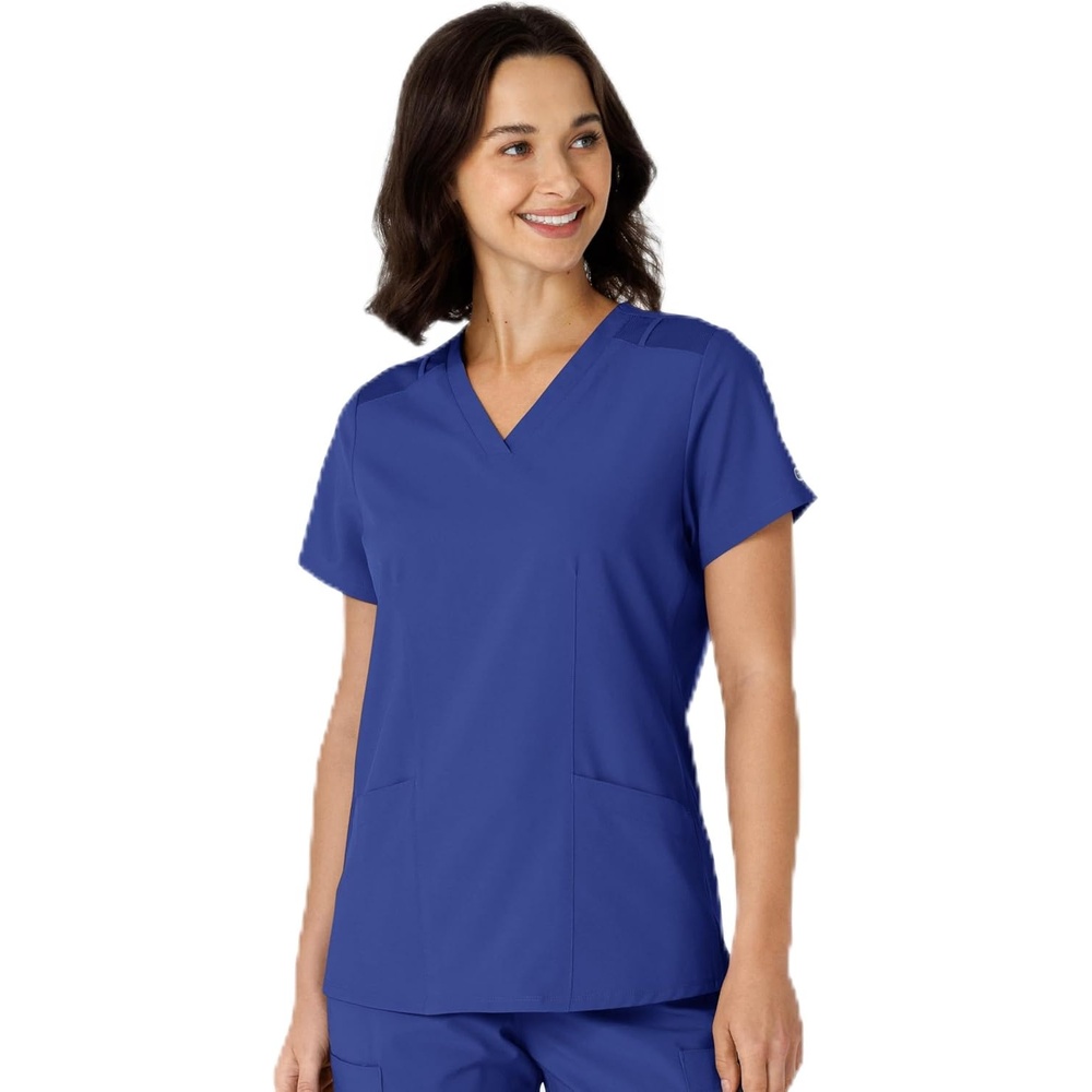 WINK Women’s Women’s Flex-n-reach Side Panel V-neck Scrub Top(Galaxy Blue)