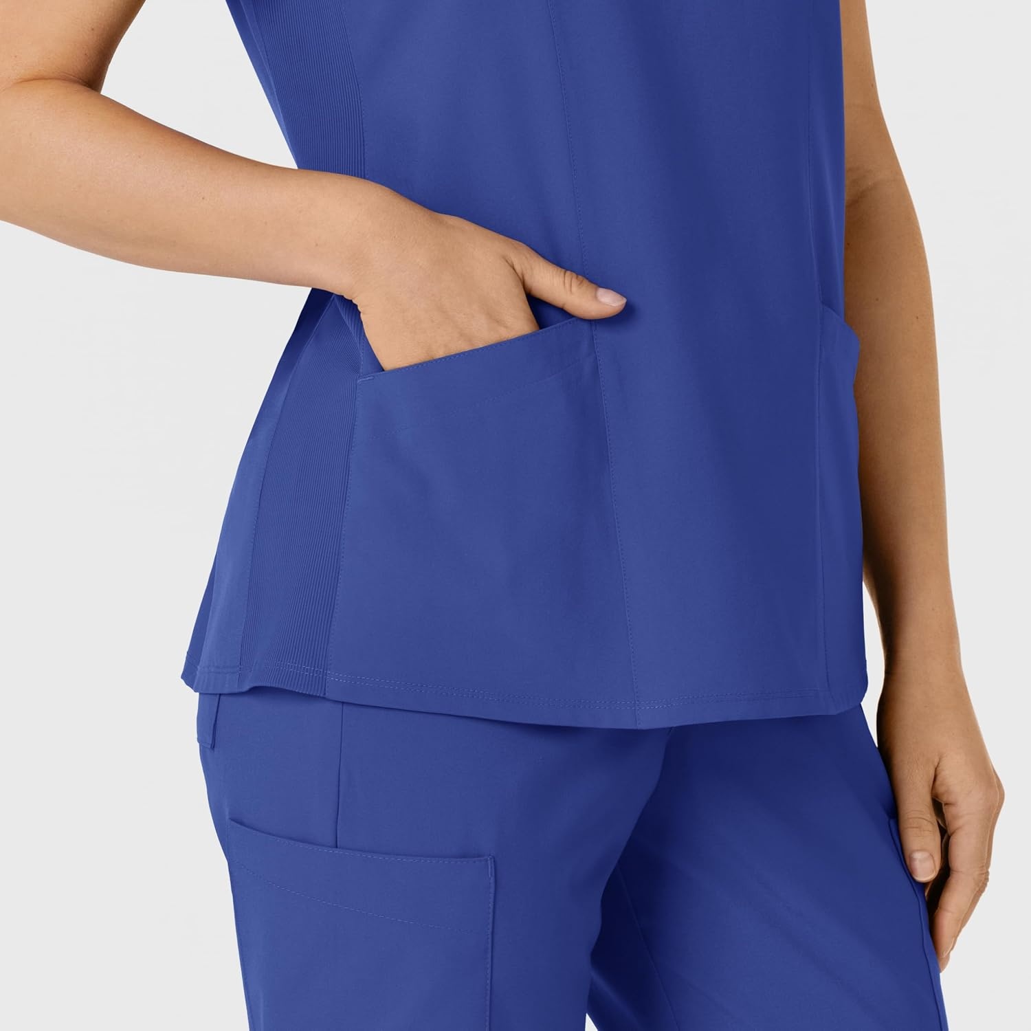 WINK Women’s Women’s Flex-n-reach Side Panel V-neck Scrub Top(Galaxy Blue)