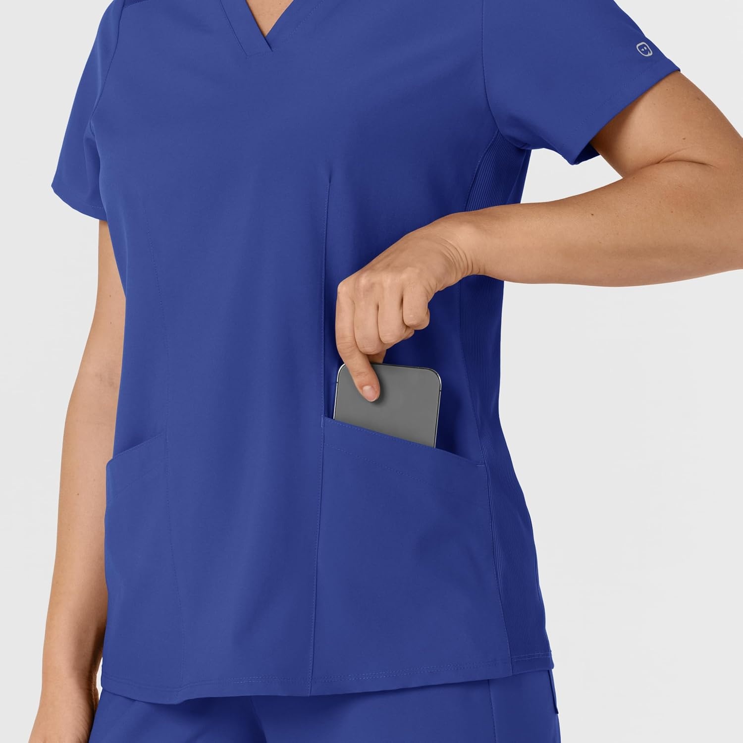 WINK Women’s Women’s Flex-n-reach Side Panel V-neck Scrub Top(Galaxy Blue)