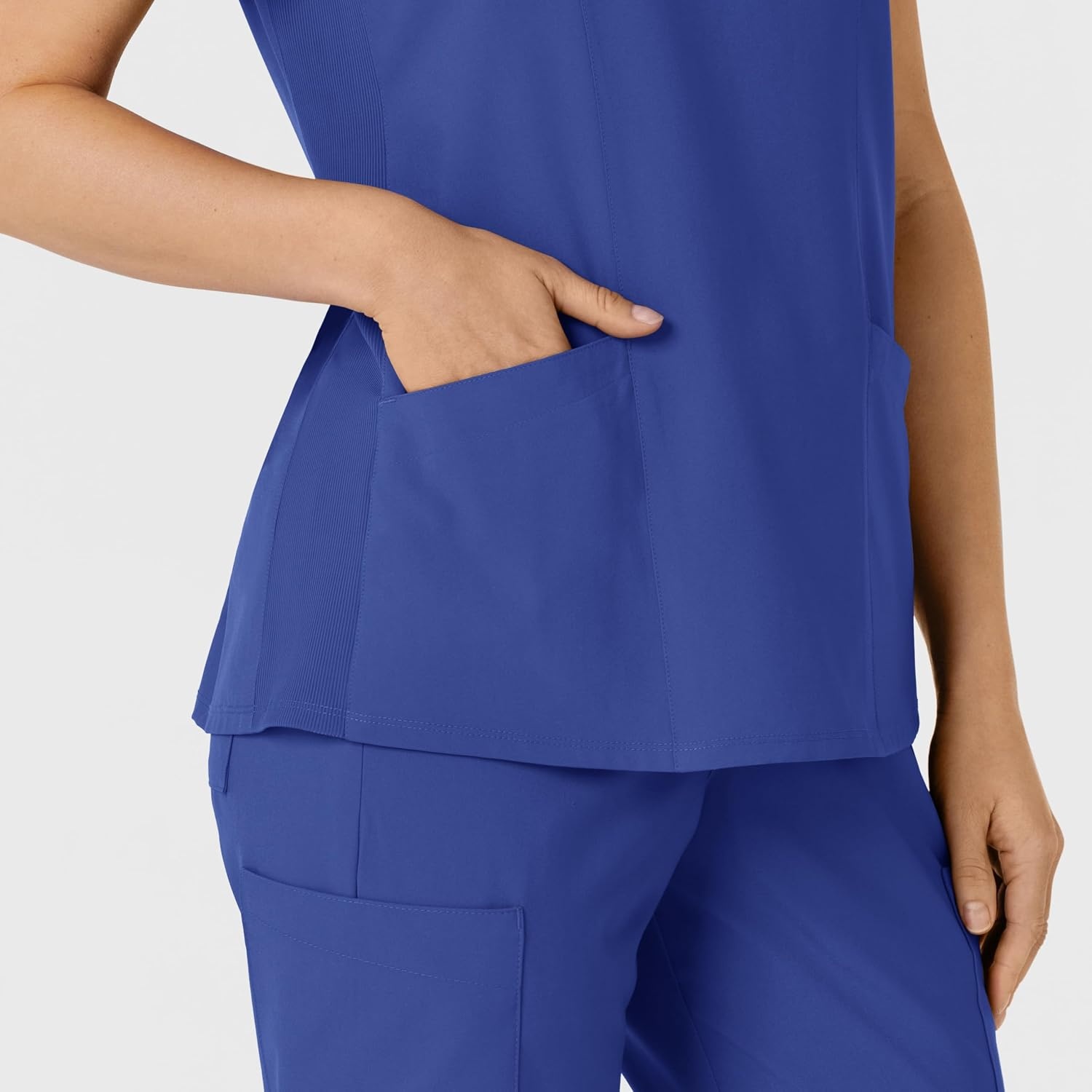 WINK Women’s Women’s Flex-n-reach Side Panel V-neck Scrub Top(Galaxy Blue)
