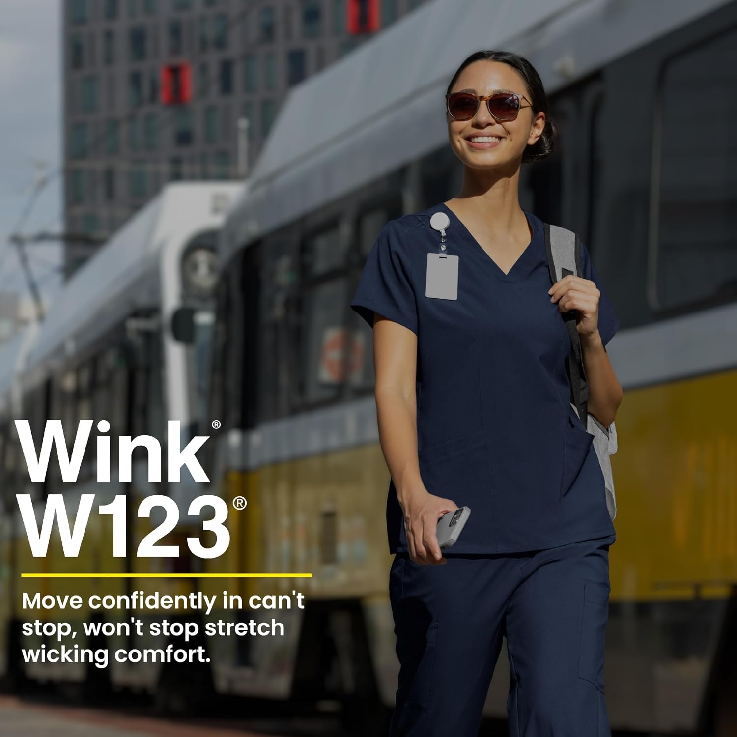 WINK Women’s Women’s Flex-n-reach Side Panel V-neck Scrub Top(Galaxy Blue)