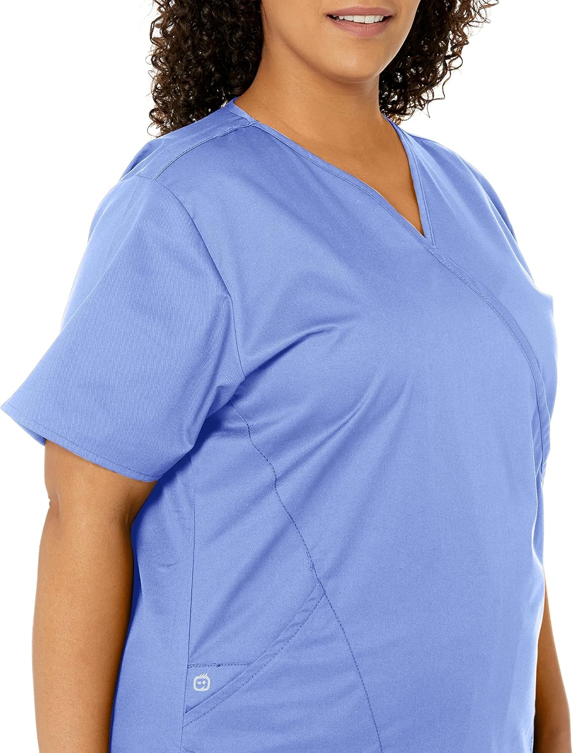 Wink W123 Women’s Mock Wrap Scrub Top(Ceil Blue)