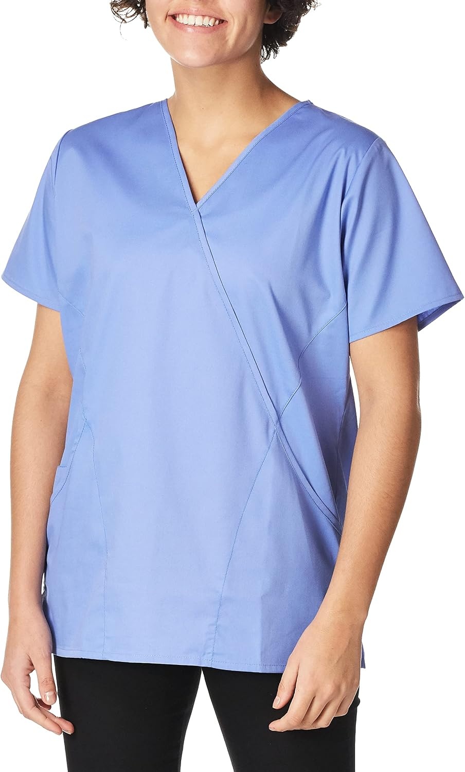 Wink W123 Women’s Mock Wrap Scrub Top(Ceil Blue)