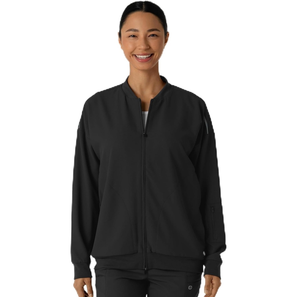 WINK Layers Women’s Bomber Scrub Jacket(Black)