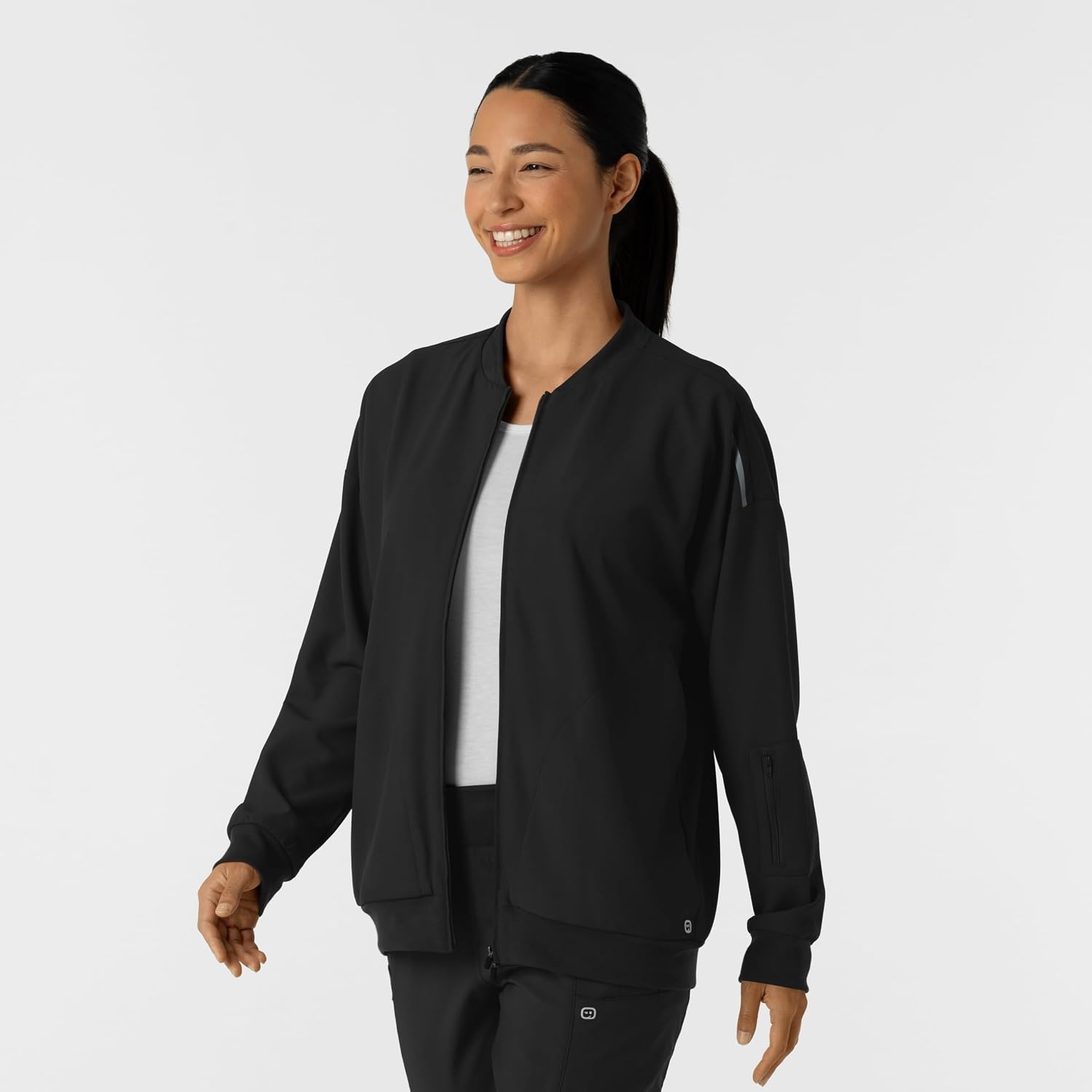 WINK Layers Women’s Bomber Scrub Jacket(Black)
