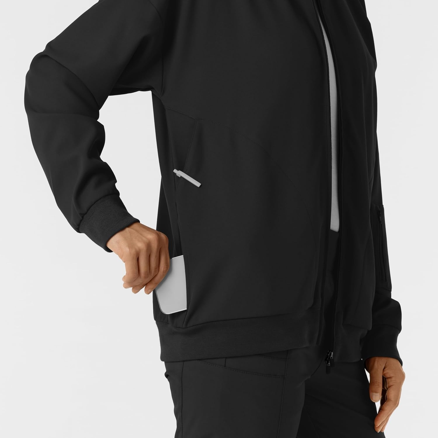 WINK Layers Women’s Bomber Scrub Jacket(Black)