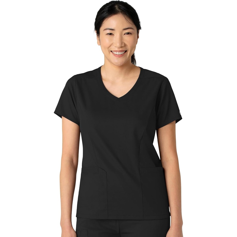 Wink Boundless Women’s 2-Pocket V-Neck Scrub Top(Black)