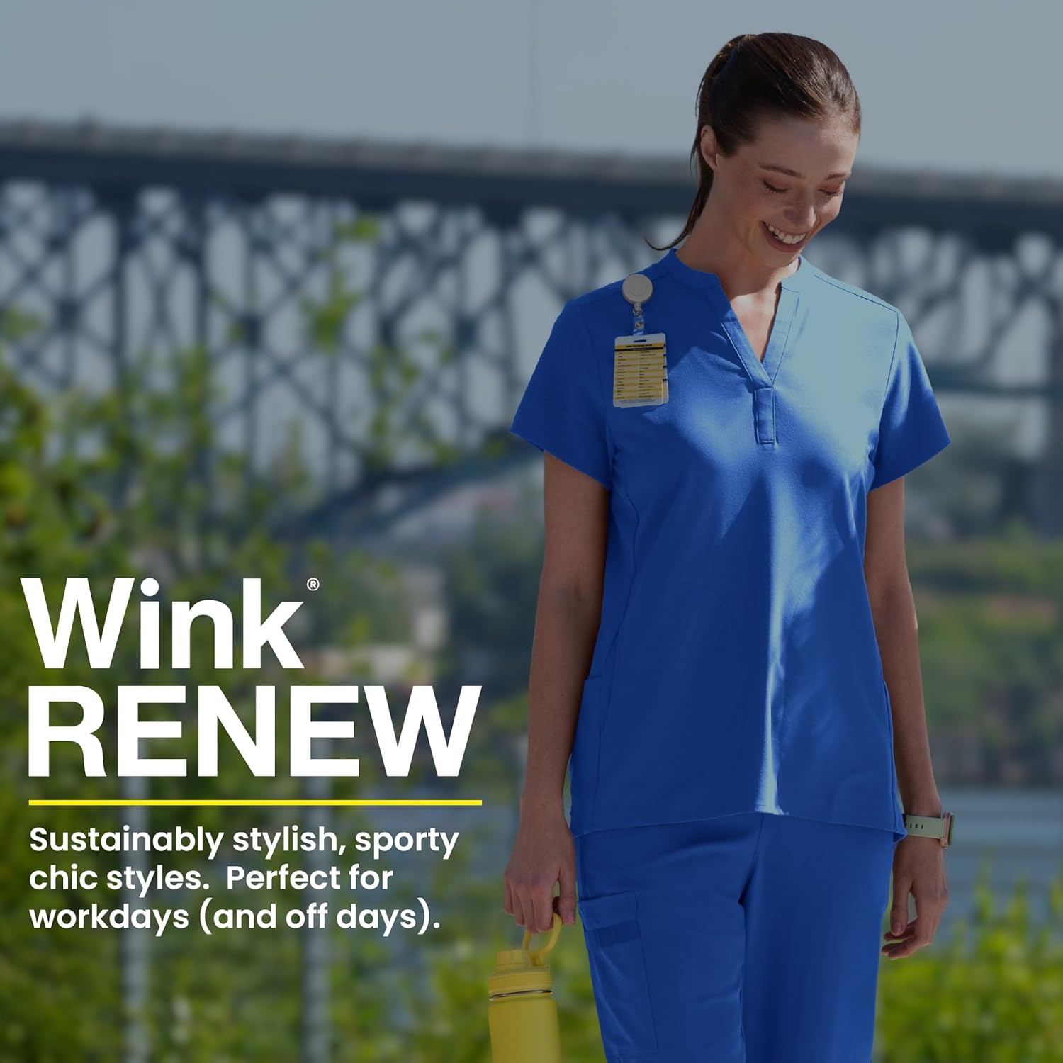 Wink Renew Women’s Mandarin Collar Scrub Top(Royal)
