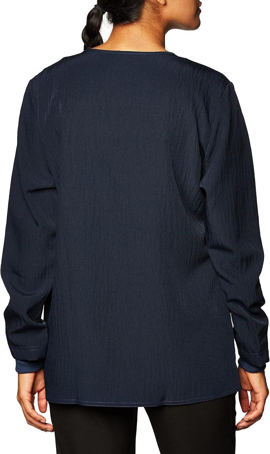 WonderWink Women’s Four-Stretch Sporty Button Front Scrub Jacket(Navy)