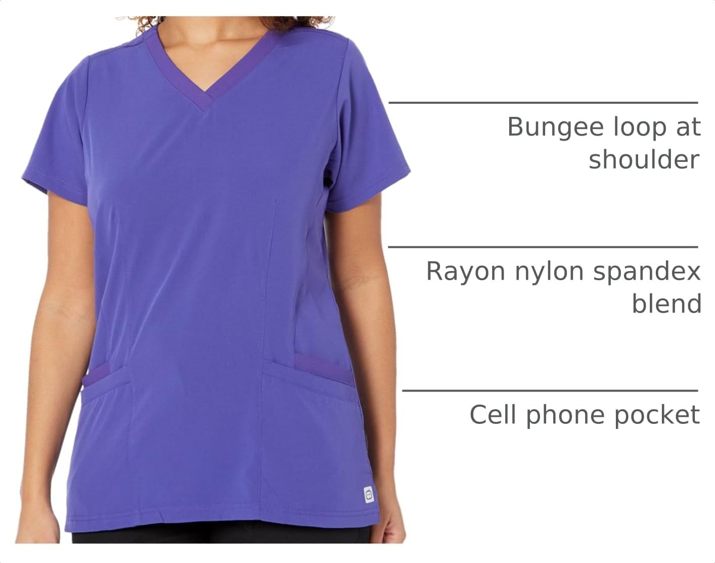 WonderWink Women’s Women’s Flex Back V-Neck Scrub Top(Grape)