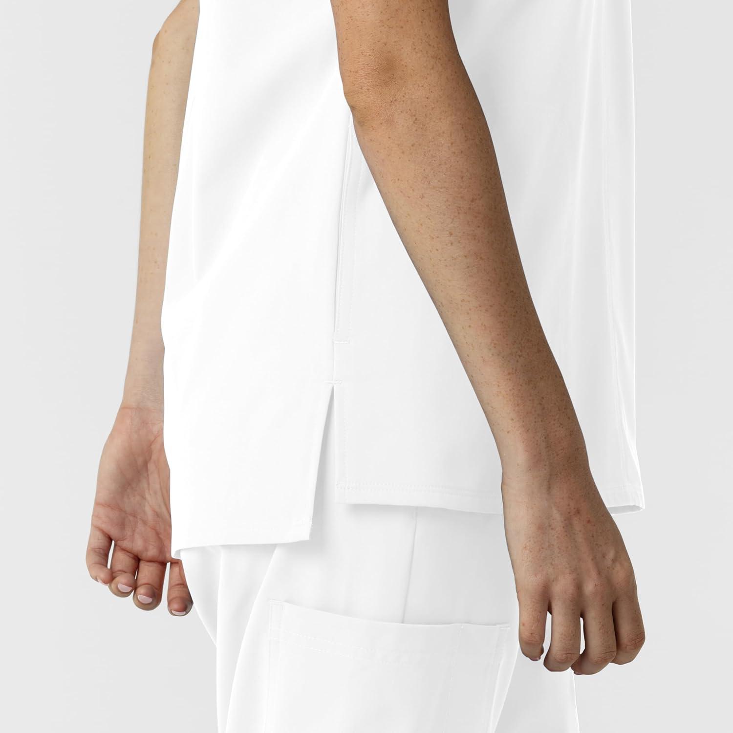 Wink Women’s Women’s Drop Shoulder Tunic Scrub Top(White)