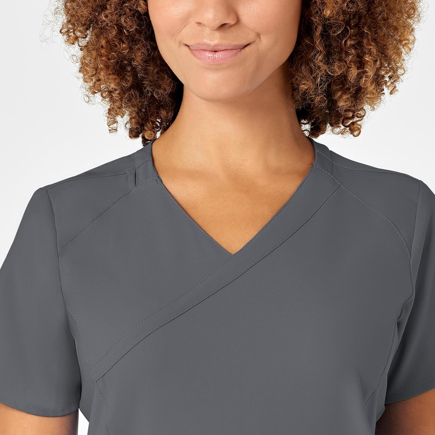 Wink W123 Women’s Mock Wrap Scrub Top(Pewter)