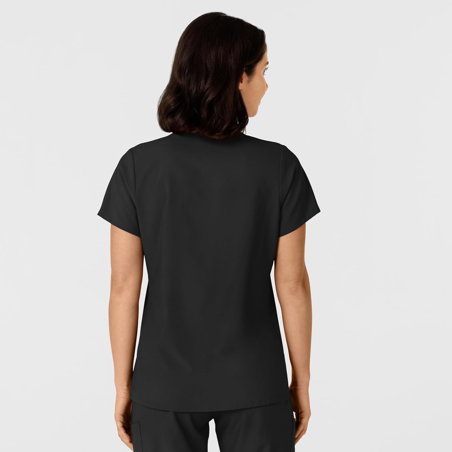 WINK Women’s Women’s Flex-n-reach Side Panel V-neck Scrub Top(Black)