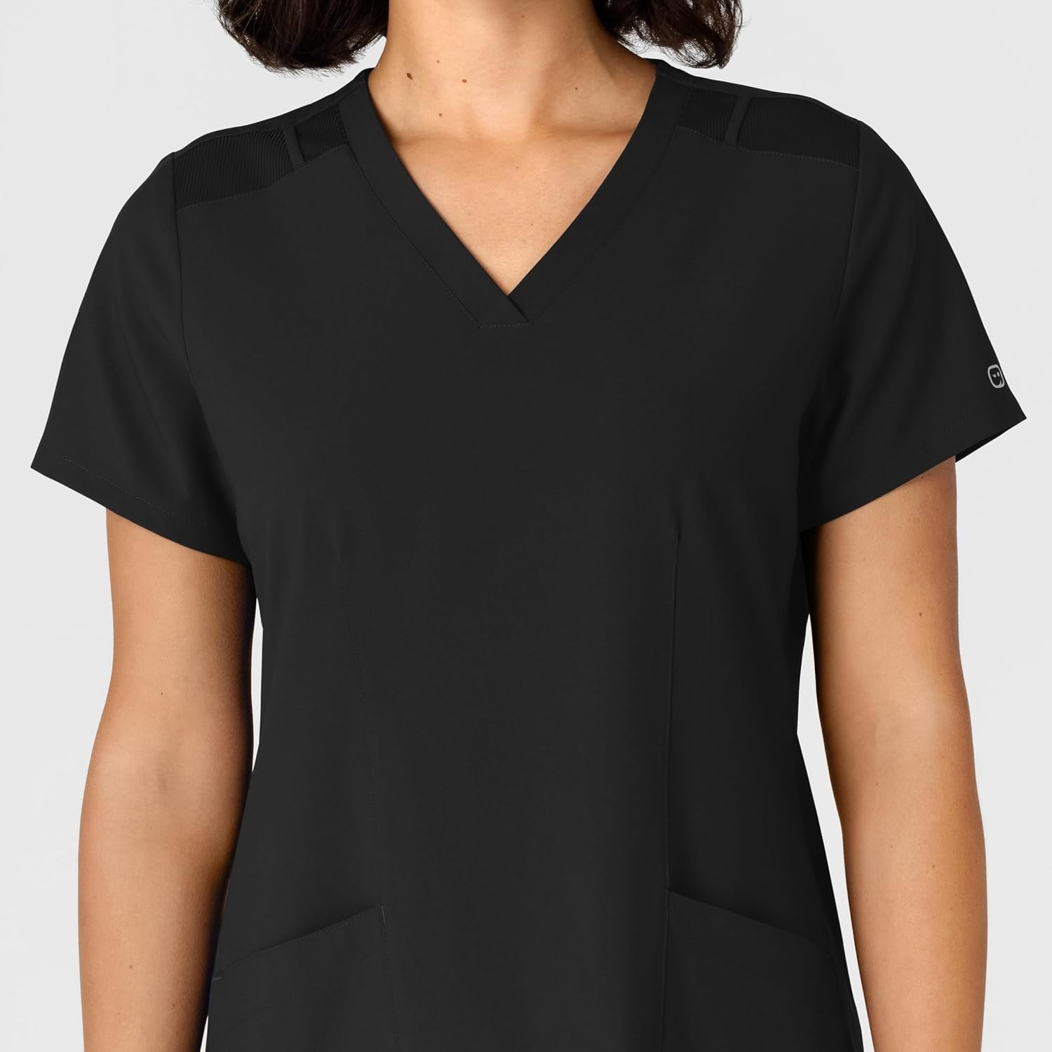 WINK Women’s Women’s Flex-n-reach Side Panel V-neck Scrub Top(Black)
