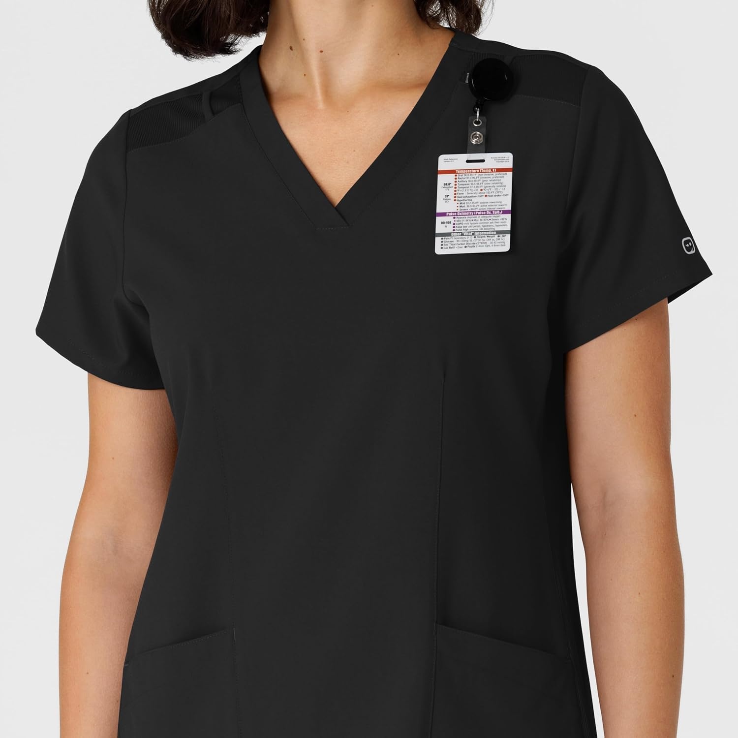 WINK Women’s Women’s Flex-n-reach Side Panel V-neck Scrub Top(Black)