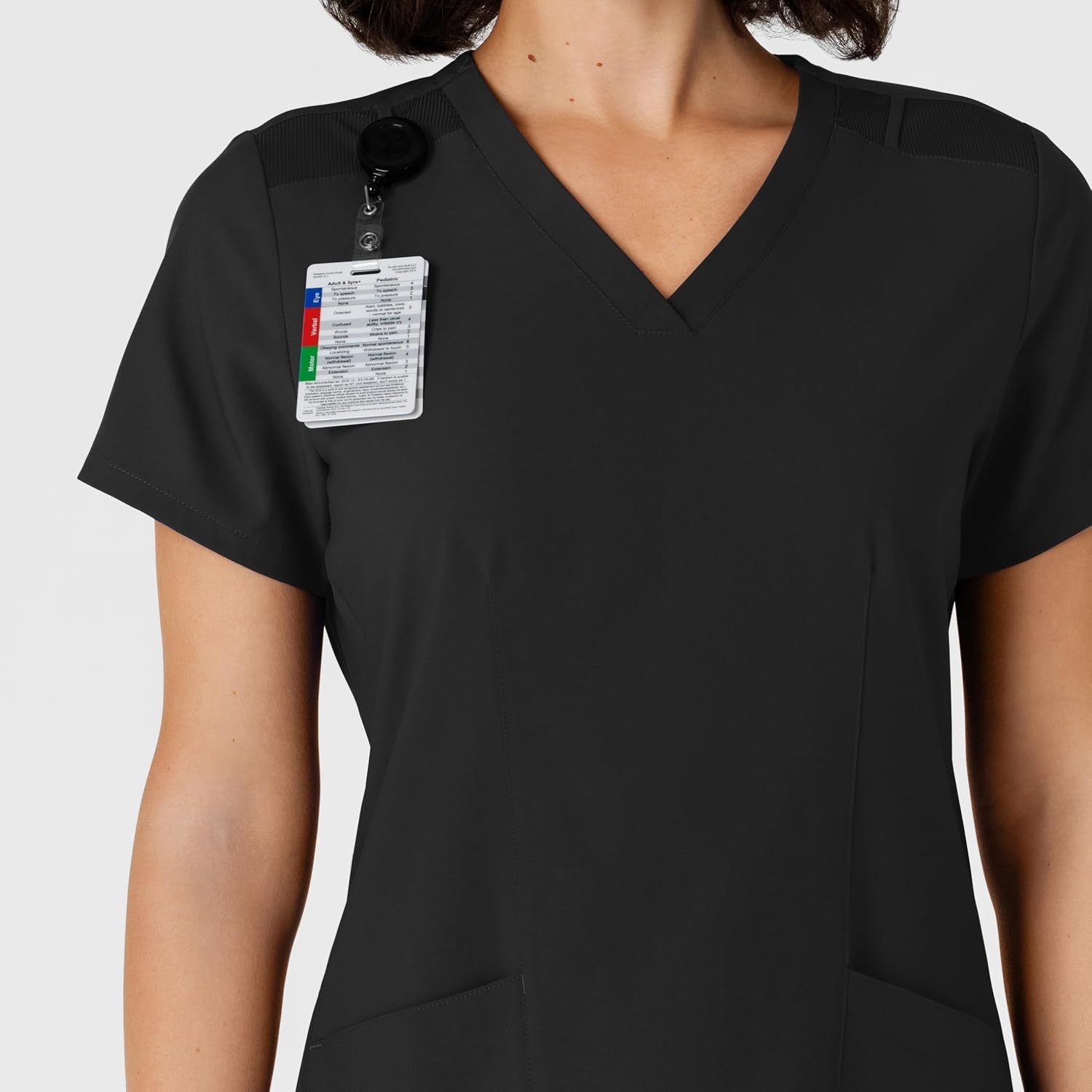 WINK Women’s Women’s Flex-n-reach Side Panel V-neck Scrub Top(Black)