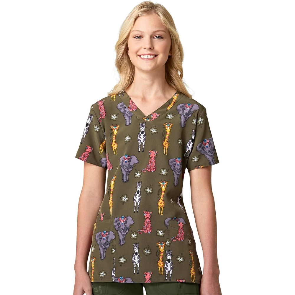 Wink Women’s Scrub Top(Safari Summer)