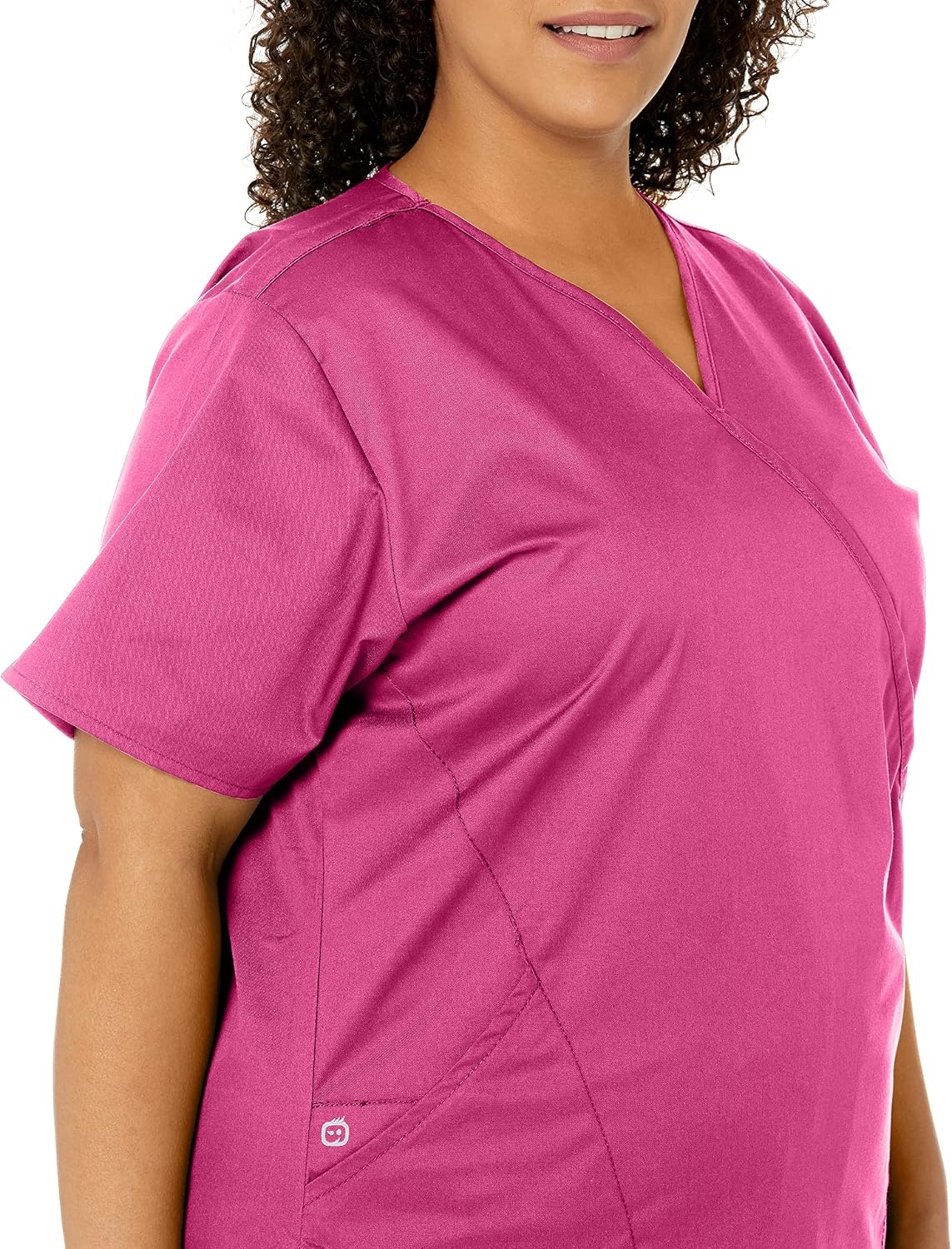 Wink W123 Women’s Mock Wrap Scrub Top(Fuchsia)