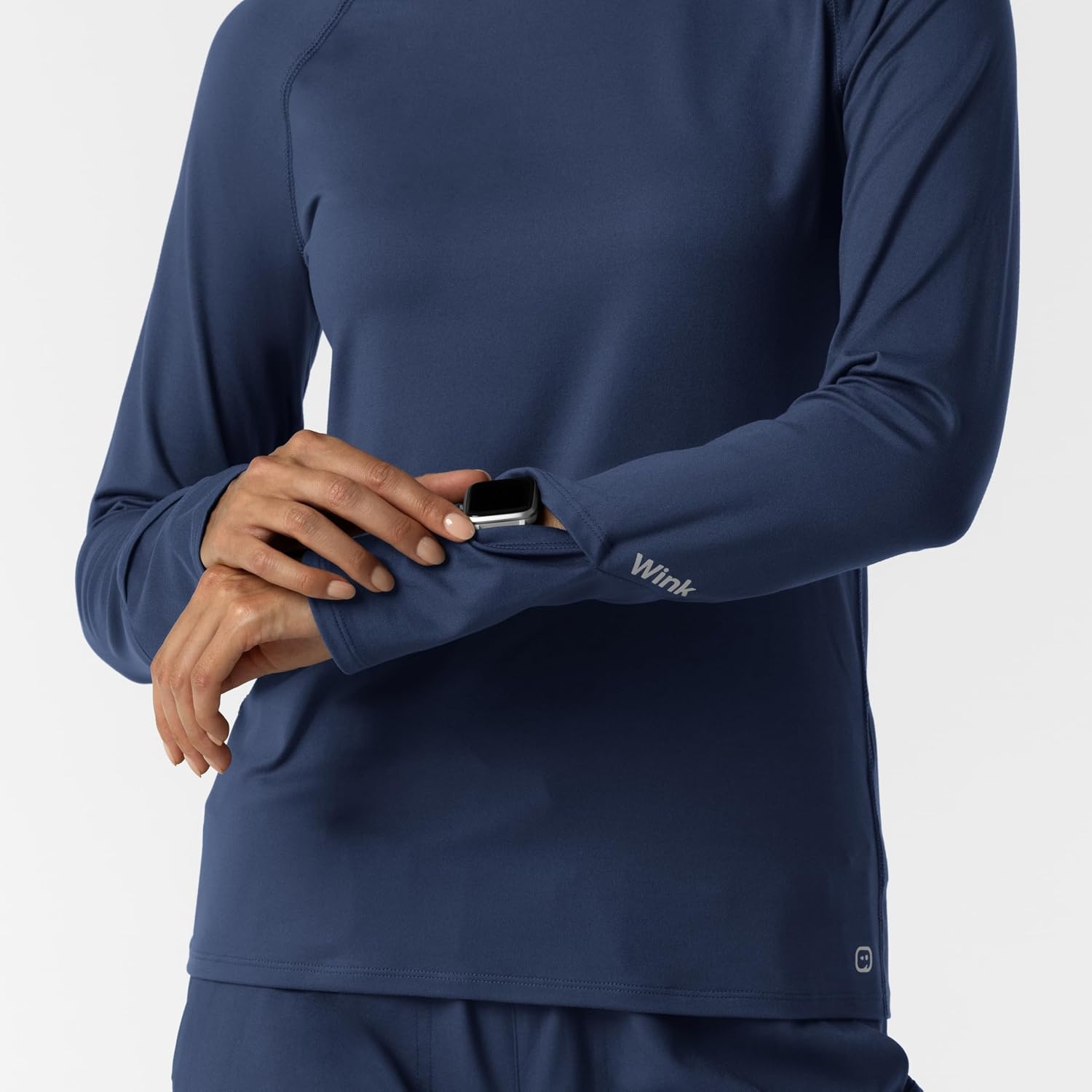 Wink Layers Women’s Watch Window Long Sleeve Underscrub Top(Navy)