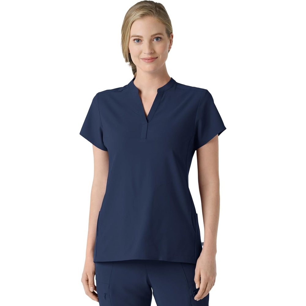 Wink Renew Women’s Mandarin Collar Scrub Top(Navy)