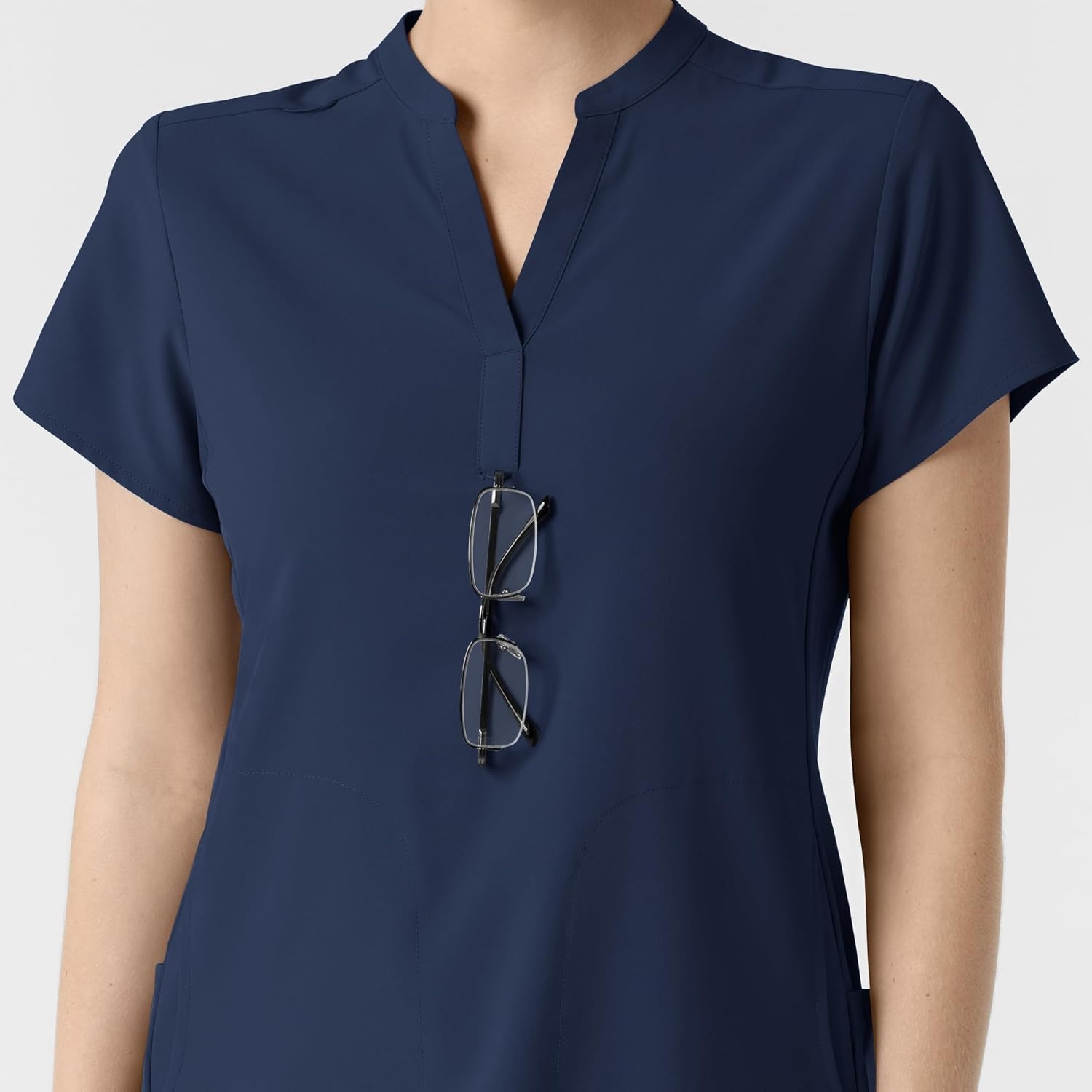 Wink Renew Women’s Mandarin Collar Scrub Top(Navy)