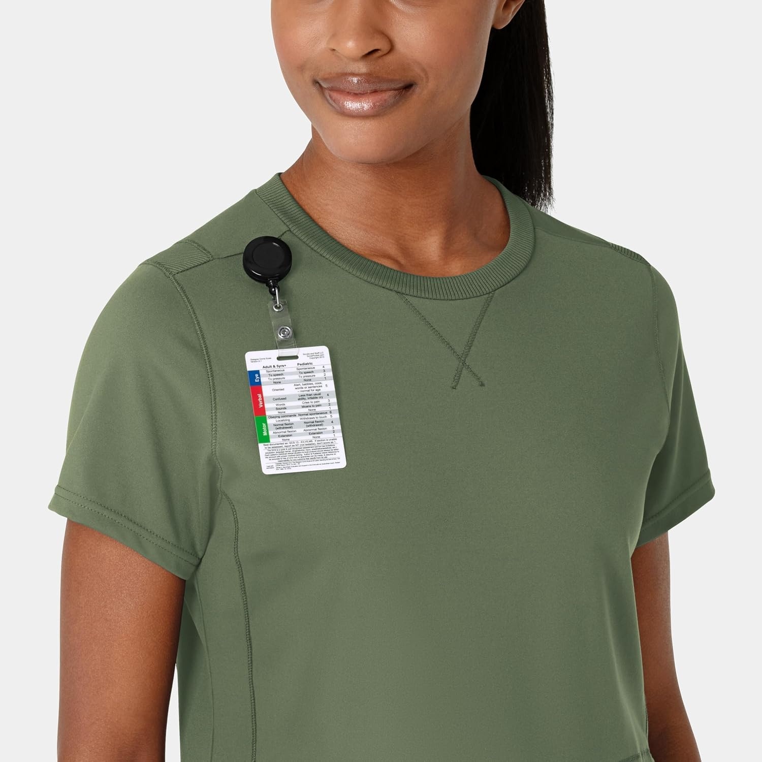 Wink Renew Women’s Flex-n-Reach Crew Neck Scrub Top(Olive)