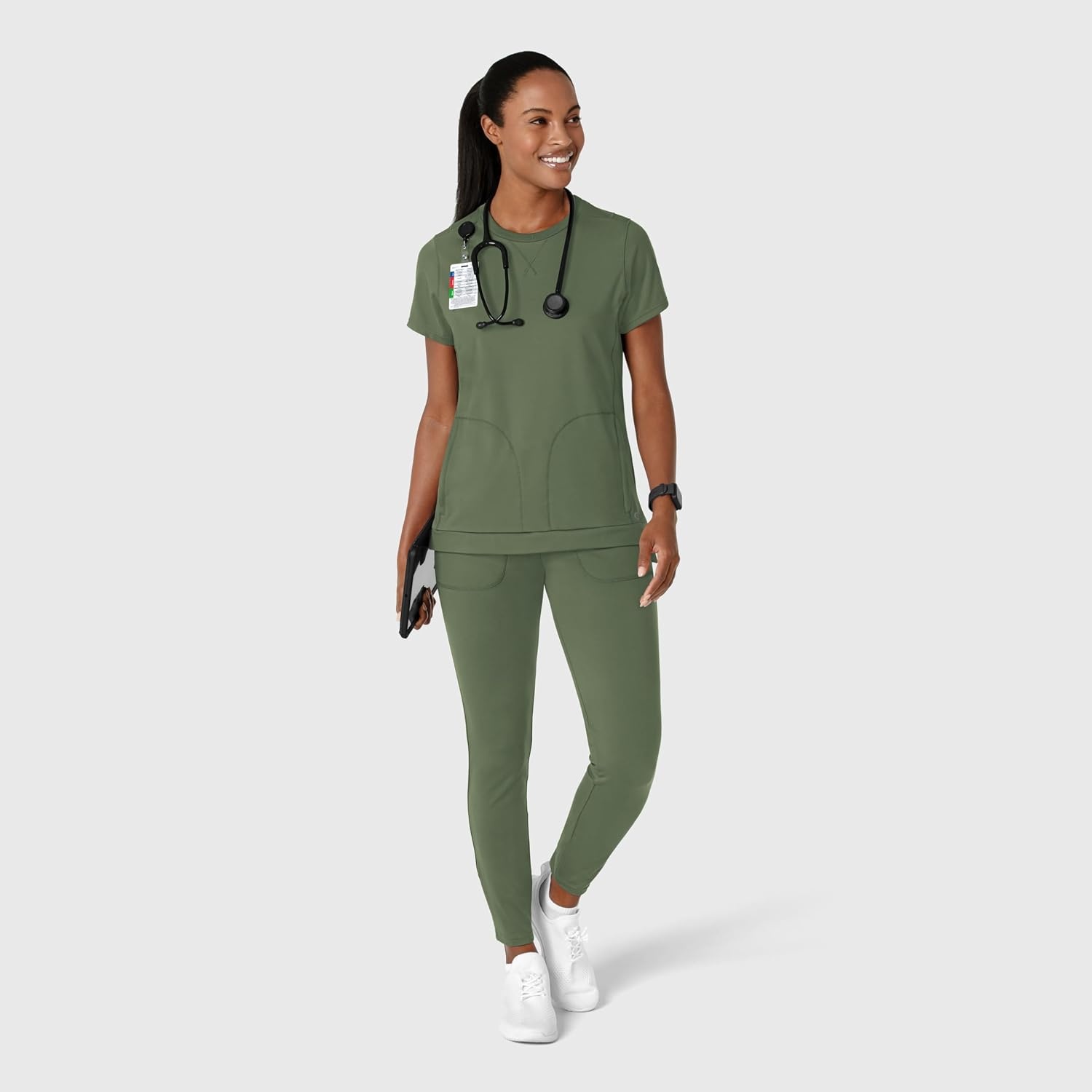 Wink Renew Women’s Flex-n-Reach Crew Neck Scrub Top(Olive)