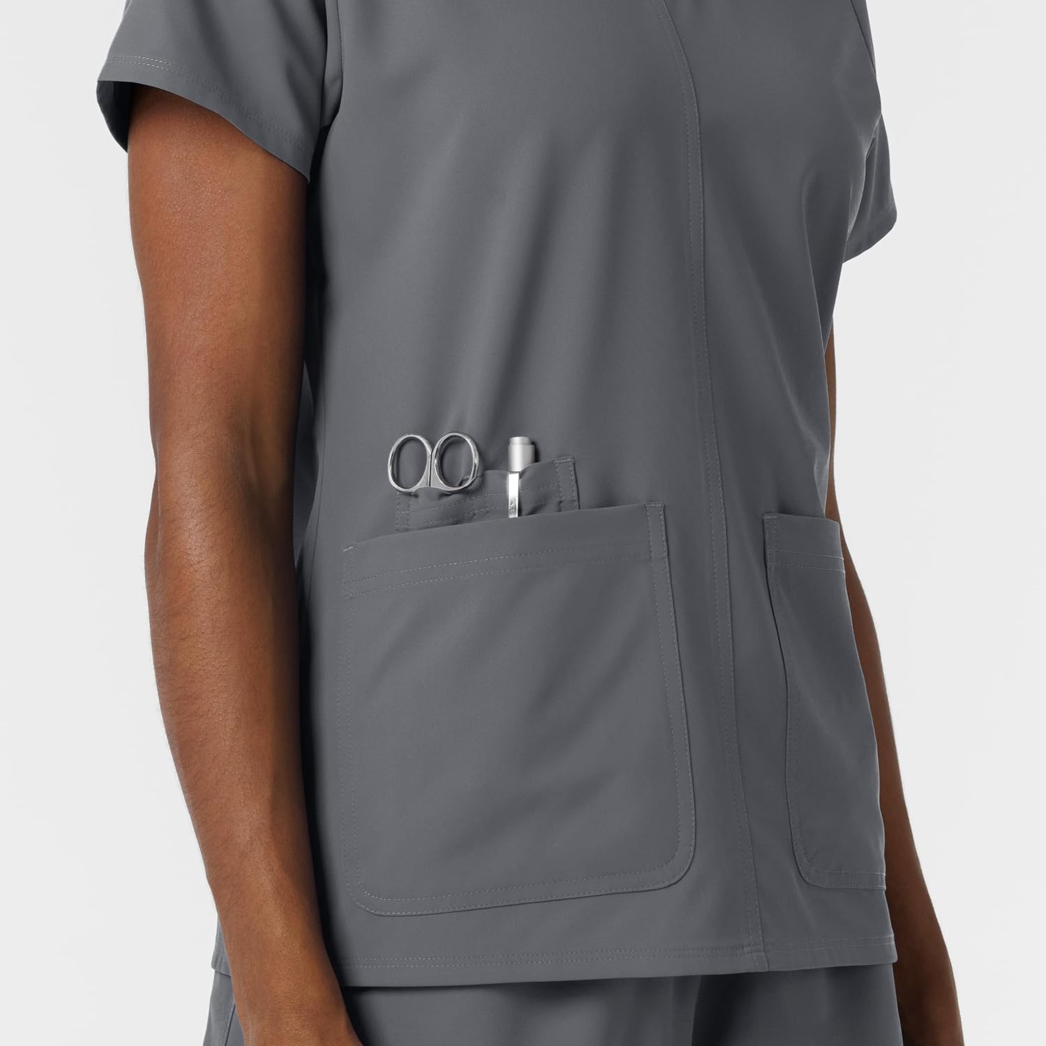 WonderWink Women’s Women’s V-Neck Scrub Top(Pewter)