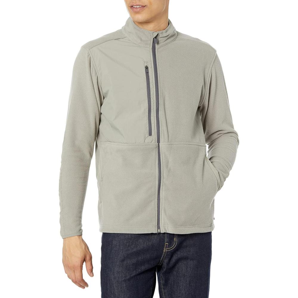 WonderWink mens Micro-fleece Zip Jacket(Taupe)