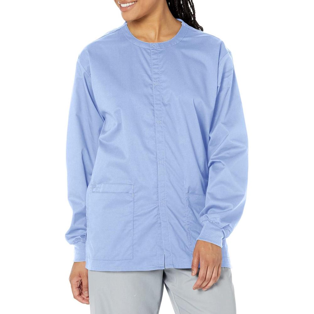 WonderWink womens Snap Front Jacket(Ceil Blue)