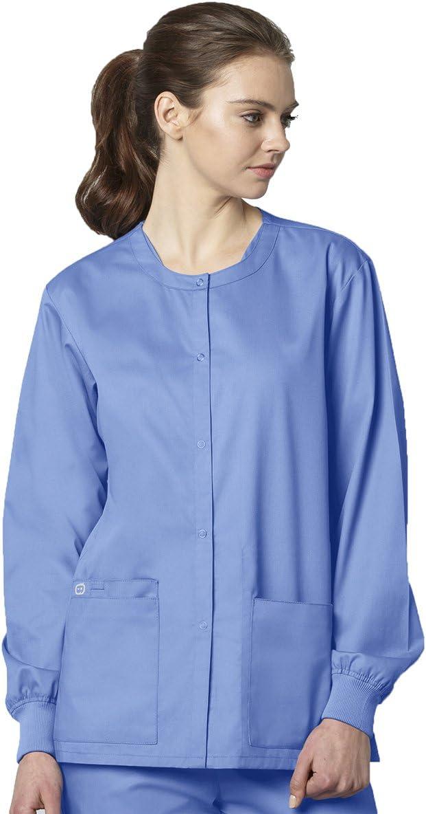 WonderWink womens Snap Front Jacket(Ceil Blue)