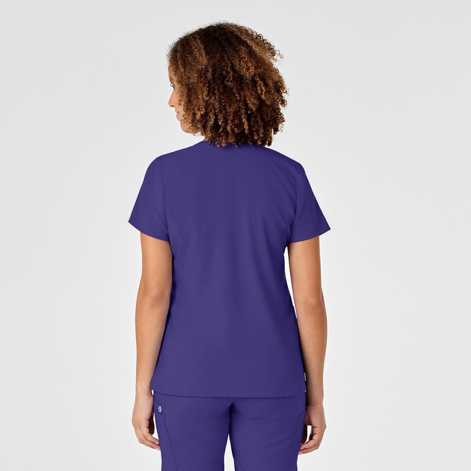 WonderWink Women’s Plus-Size Women’s Mock Wrap Top Shirt, Grape, 1-XLarge
