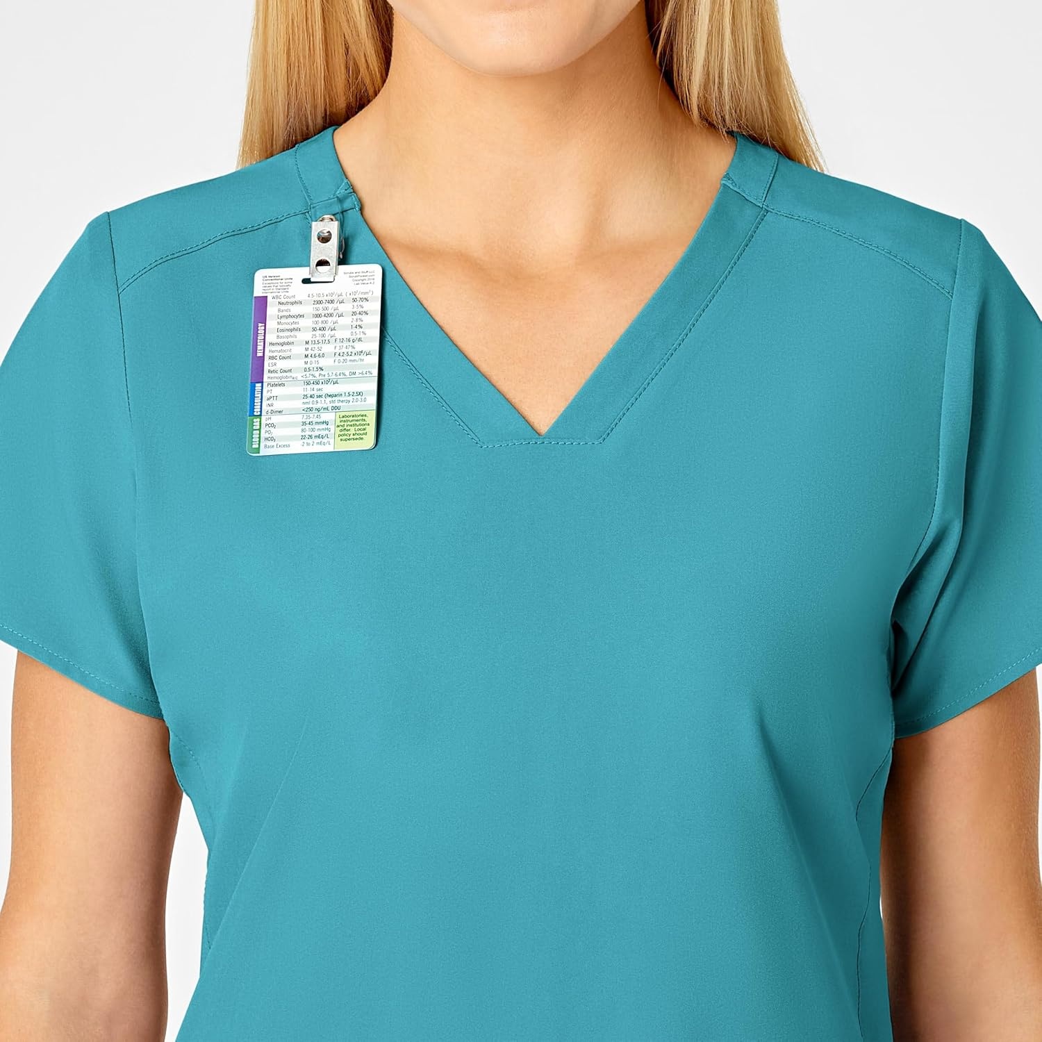 Wink W123 Women’s Flex Back Stylized V-Neck Scrub Top, Teal Blue, 5X