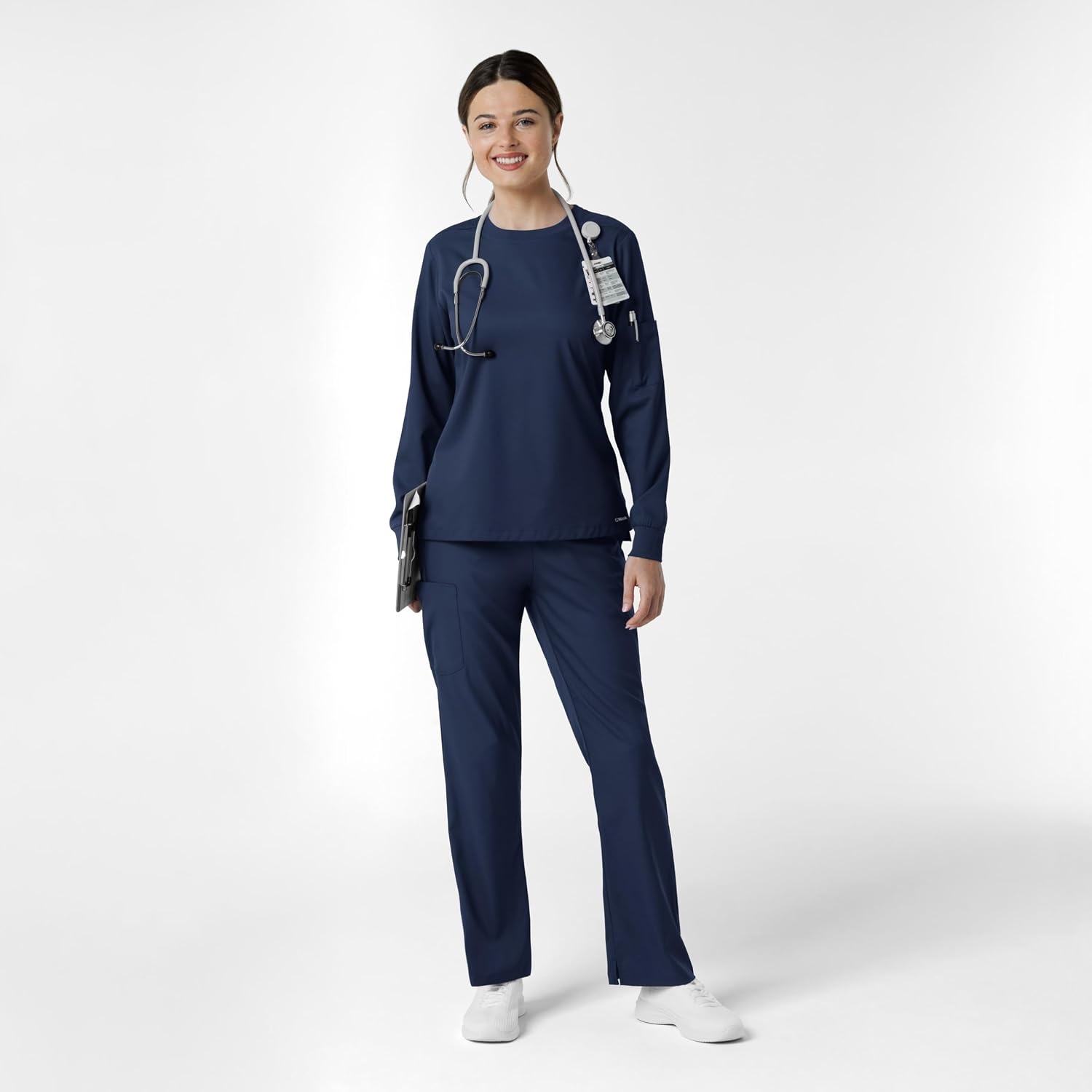 Wink Women’s Women’s Classic Long Sleeve Scrub Tee(Navy)