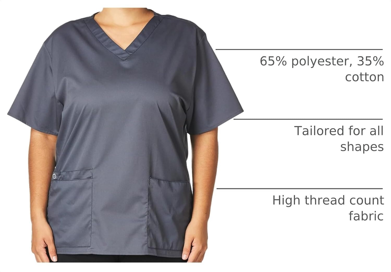 Wink WonderWORK Unisex V-Neck Scrub Top(Pewter)